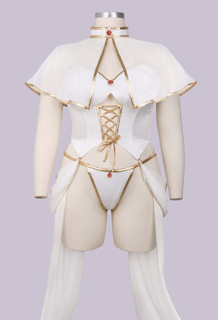 Plus Size Friren Derivative Sexy Lingerie Costume Cutout Top Cape and Panty with Sleeves
