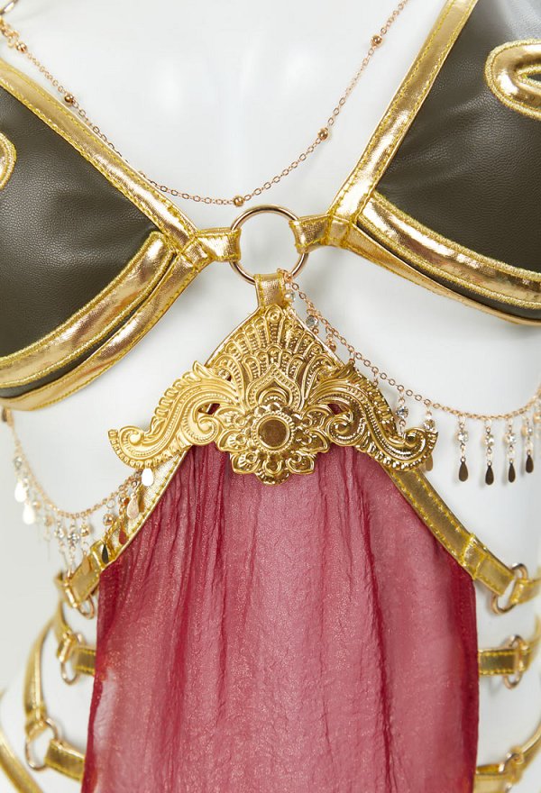Princess Leia Slave Girl Kostüm sexy Dessous Top Tanga mit Ärmeln Halsband Brustkette Princess Leia Slave Girl Kostüm sexy Dessous Top Tanga mit Ärmeln Halsband Brustkette