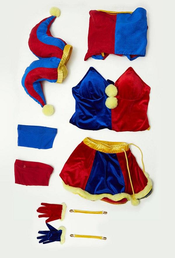 Traje de lencería sexy derivado de payaso TADC de talla grande y minifalda con guantes y sombrero