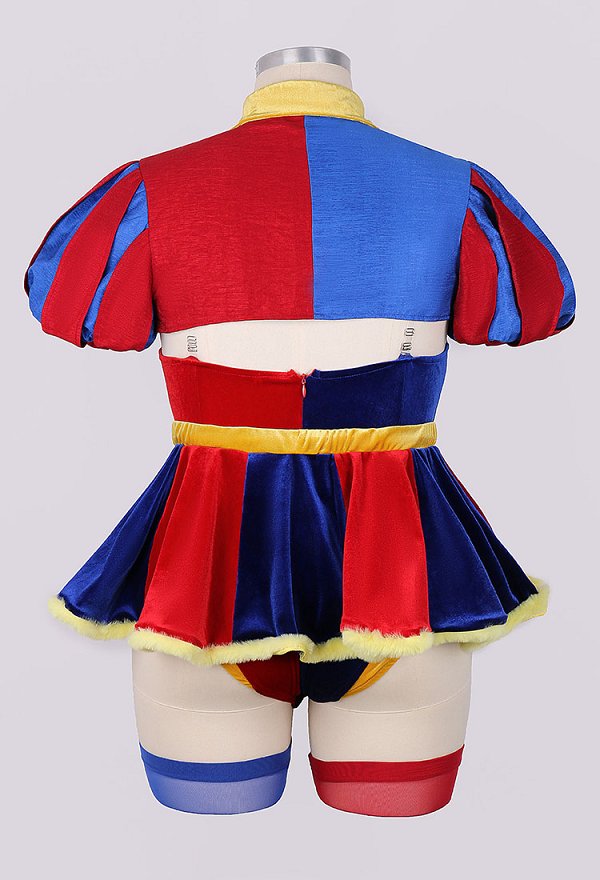 Traje de lencería sexy derivado de payaso TADC de talla grande y minifalda con guantes y sombrero
