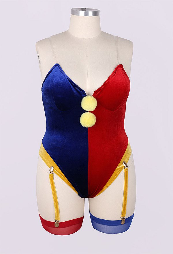 Traje de lencería sexy derivado de payaso TADC de talla grande y minifalda con guantes y sombrero