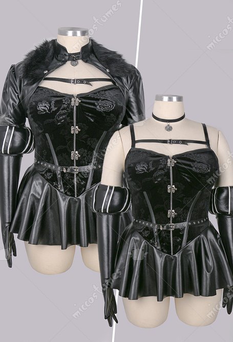 Plus Size Yennefer Derivado Sexy Conjunto Erótico Vestido y Chaqueta Corta con Guantes y Cinturón