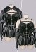 Plus Size Yennefer Dérivé Ensemble de Lingerie Sexy Robe Noire et Manteau Court avec Gants et Ceinture