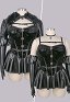 Plus Size Yennefer Dérivé Ensemble de Lingerie Sexy Robe Noire et Manteau Court avec Gants et Ceinture