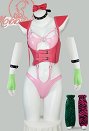 Conjunto de Fantasía Derivado de Chica con Catsuit Calado y Corsé de Cintura con Manguitos Para Piernas y Tocado