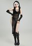 Gothic Black Sexy Lingerie Set Translucent Sequins Slit Hooded Dress Thong Set with Arm Sleeves