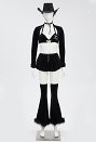 Disfraz de Cosplay Traje estilo vaquera gótica sujetador sexy negro y falda con top corto y sombrero