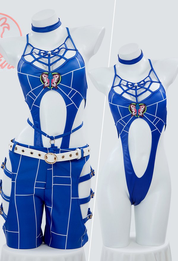 Jolyne Derivative Sexy Dessous Set Bodysuit mit Ausschnitt lange Hose mit Gürtel Lingerie Kostüm Jolyne Derivative Sexy Dessous Set Bodysuit mit Ausschnitt lange Hose mit Gürtel Lingerie Kostüm