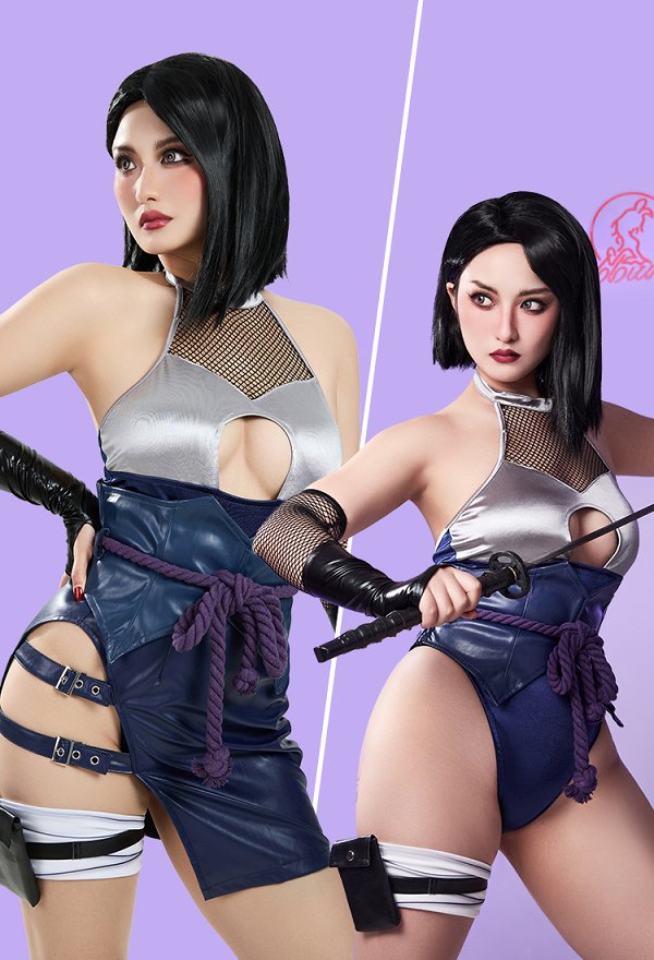 Disfraz de Cosplay Conjunto Sexy Derivado de Ninja con Mono y Falda Mangas y Cinta de la Cintura