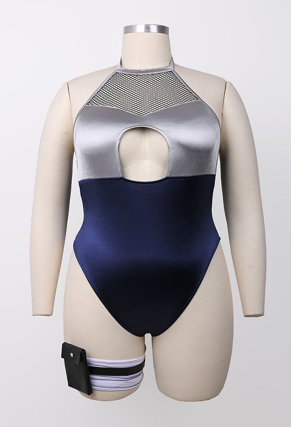 Plus Size Ninja Derivative Sexy Lingerie Set Spliced Bodysuit with Skirt and Waist Shaper
