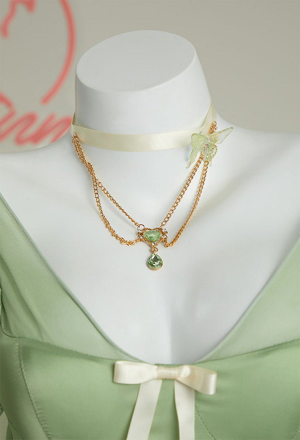 Disfraz de Cosplay Conjunto de lencería sexy de elfo mono elegante con volantes verdes y collar con medias Disfraz de Cosplay Conjunto de lencería sexy de elfo mono elegante con volantes verdes y collar con medias