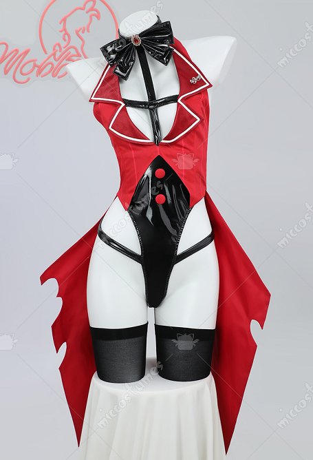 Radio Demon Derivative Sexy Dessous Set Schwarz Roter Hollow Bodysuit Handschuhe Lingerie schenkelhohen Strümpfen