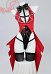Radio Demon Disfraz de Cosplay Conjunto de lencería sexy derivado body negro rojo calado y guantes con medias hasta el muslo