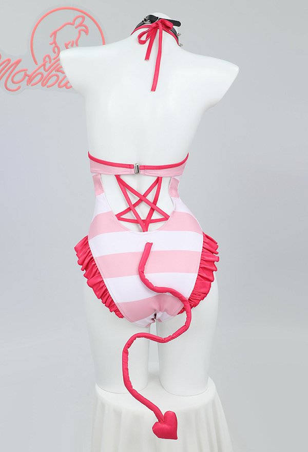 Angel Dust Derivative Sexy Lingerie Costume Bodysuit and Tail with Gloves Thigh-High Stockings