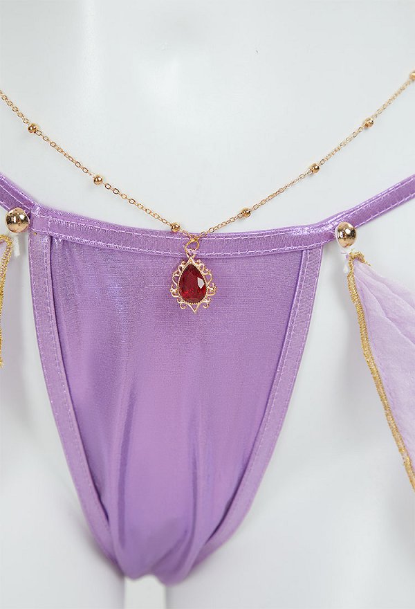 PM Derivative Sexy Dessous Set lila Neckholder Top  Lingerie Höschen Set Elfenstil mit Ärmeln