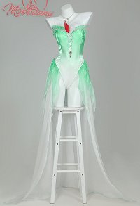 PM Derivative Sexy Lingerie Gradient Green Bodysuit with Necklace Hand Sleeves