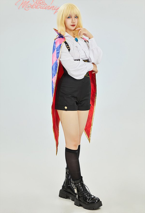 Disfraz de Cosplay Conjunto de camisa y pantalones con peto derivado de Howl capa y collar Disfraz de Cosplay Conjunto de camisa y pantalones con peto derivado de Howl capa y collar