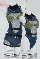 Conjunto de lencería sexy Ninja Derivative mono de malla recortada y pantalones cortos con guantes y máscara Conjunto de lencería sexy Ninja Derivative mono de malla recortada y pantalones cortos con guantes y máscara