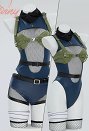Conjunto de lencería sexy Ninja Derivative mono de malla recortada y pantalones cortos con guantes y máscara