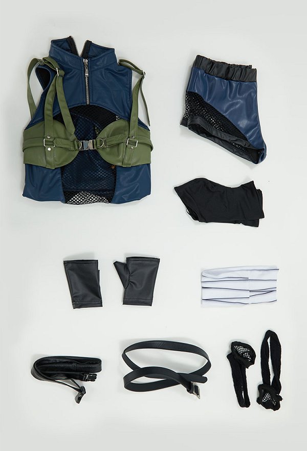 Conjunto de lencería sexy Ninja Derivative mono de malla recortada y pantalones cortos con guantes y máscara