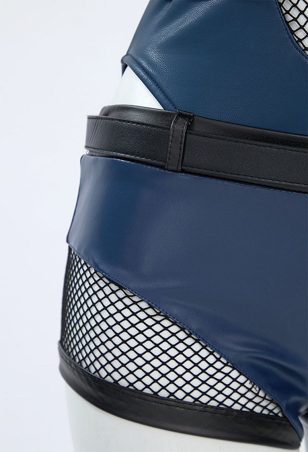 Conjunto de lencería sexy Ninja Derivative mono de malla recortada y pantalones cortos con guantes y máscara
