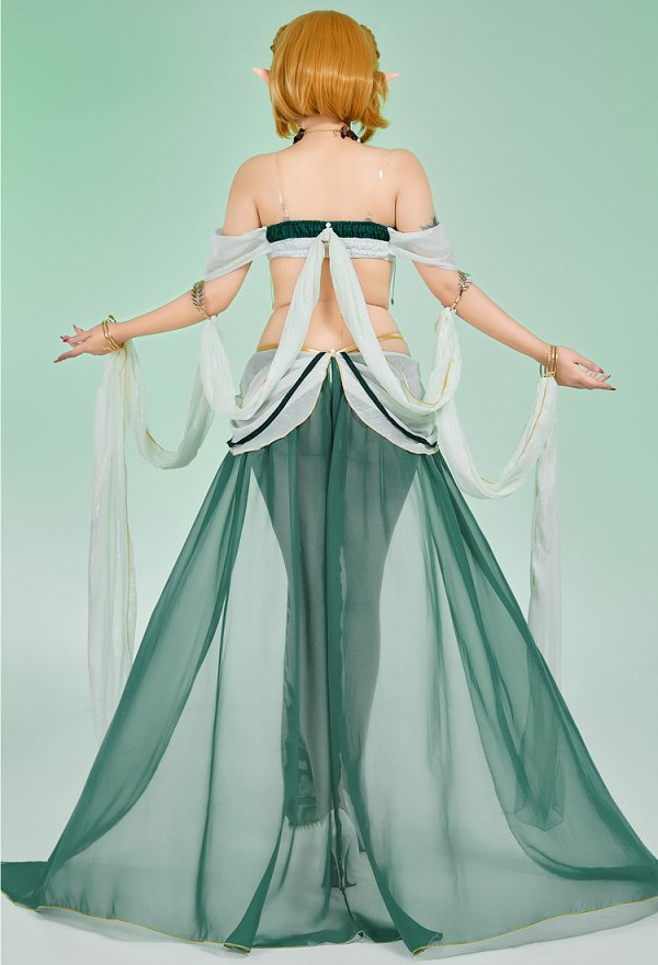 Disfraz de lencería de estilo baile Sexy derivado de la princesa Zelda Top corto y falda con collar para la cabeza