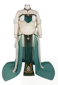 Plus Size Princess Zelda Derivative Sexy Dancer Style Set Cosplay Costume Short Top and Skirt with Panty Headdress and Necklace