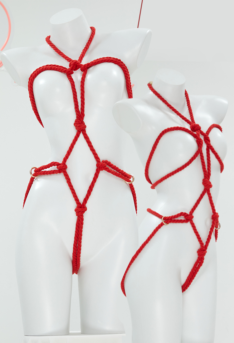 Accesorio de lencería sexy Cadena corporal de cuerda roja Accesorio de bondage