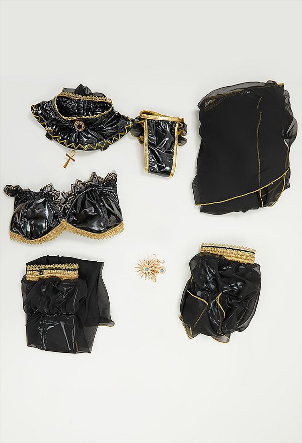 Disfraz de Cosplay Sexy Erotic Anubis Lencería Conjunto Hollow Out Sin Cintura Top y Pantalones con Bajo Falda y Cuello