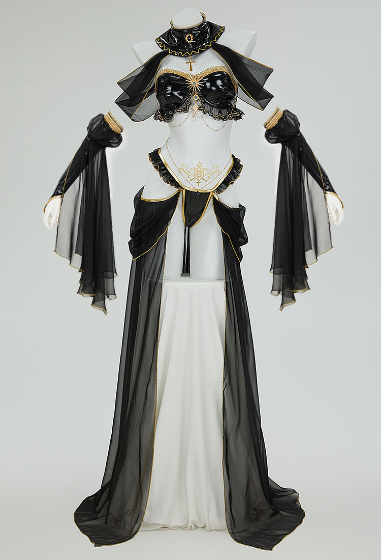 Disfraz de Cosplay Sexy Erotic Anubis Lencería Conjunto Hollow Out Sin Cintura Top y Pantalones con Bajo Falda y Cuello
