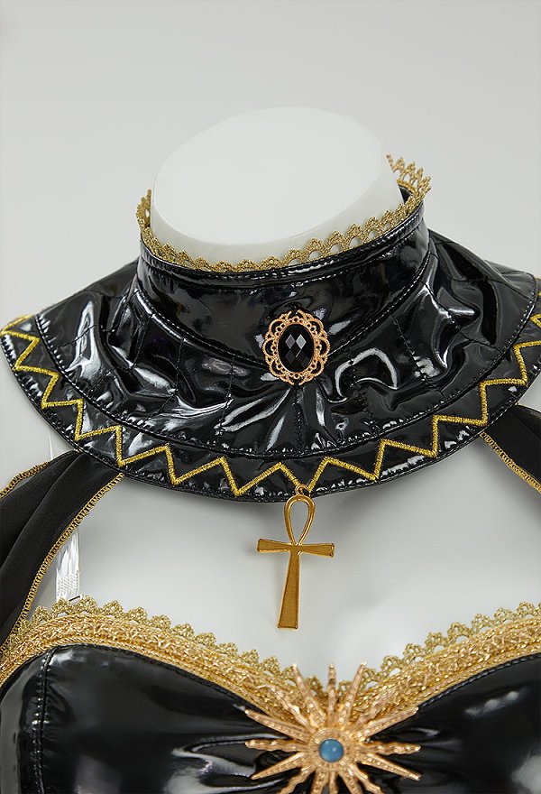 Disfraz de Cosplay Sexy Erotic Anubis Lencería Conjunto Hollow Out Sin Cintura Top y Pantalones con Bajo Falda y Cuello