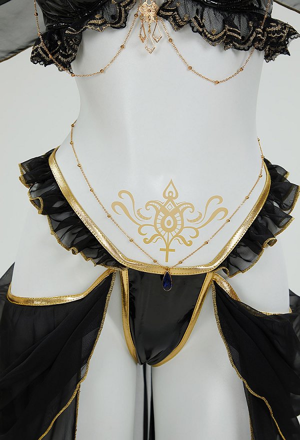 Disfraz de Cosplay Sexy Erotic Anubis Lencería Conjunto Hollow Out Sin Cintura Top y Pantalones con Bajo Falda y Cuello