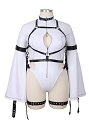 Plus Size Code Giasu C.C. Derivative Sexy Cosplay Bodysuit Cut Out Strappy Jumpsuit with Long Stockings