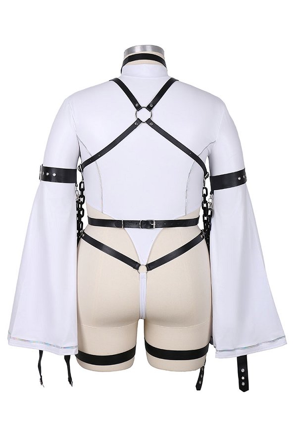 Talla plus C.C. Derivado Sexy Body de Tirantes y calados con Medias Largas