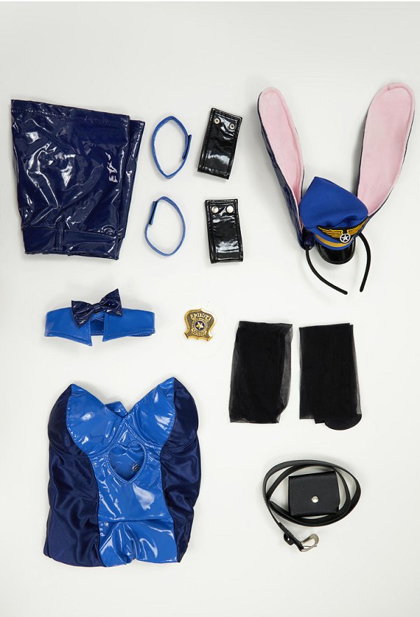 Disfraz de Cosplay Conjunto de lencería sexy con diseño de conejita de Judy Derivative mono con escote bajo y falda con forma de corazón y diadema