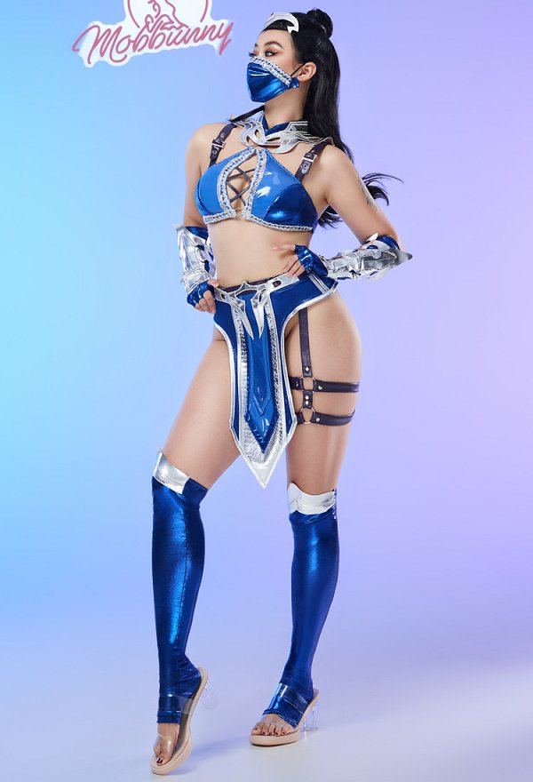 Disfraz de Cosplay Kitana Derivative Sexy Conjunto de Lencería Erótica Top y Falda Huecos con Máscara Disfraz de Cosplay Kitana Derivative Sexy Conjunto de Lencería Erótica Top y Falda Huecos con Máscara