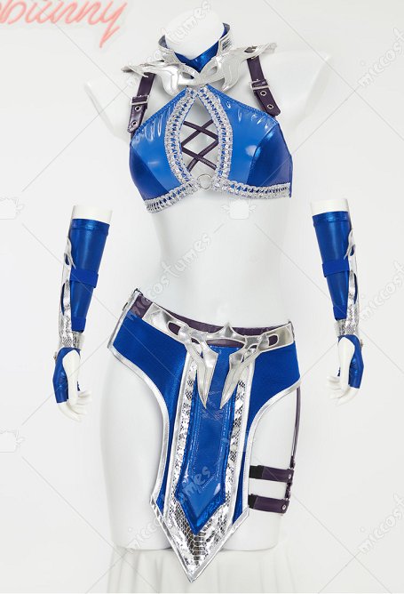 Disfraz de Cosplay Kitana Derivative Sexy Conjunto de Lencería Erótica Top y Falda Huecos con Máscara