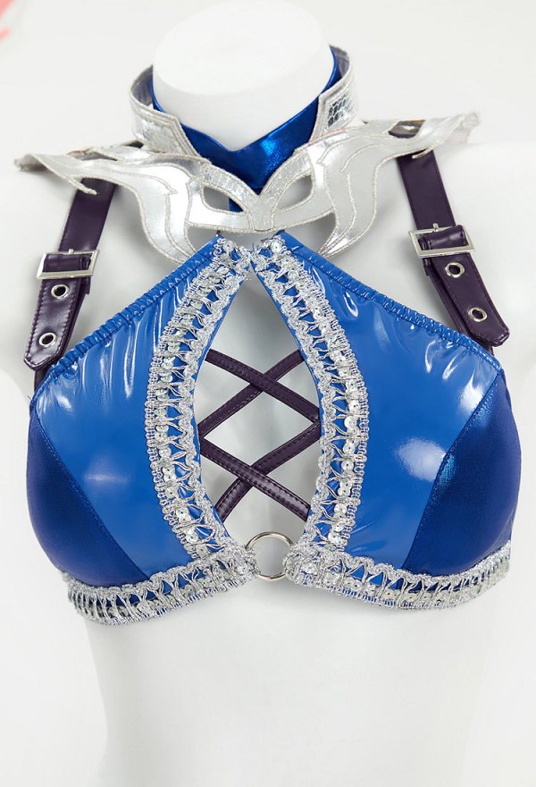 Disfraz de Cosplay Kitana Derivative Sexy Conjunto de Lencería Erótica Top y Falda Huecos con Máscara Disfraz de Cosplay Kitana Derivative Sexy Conjunto de Lencería Erótica Top y Falda Huecos con Máscara