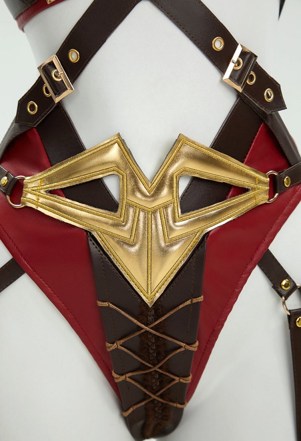 Mileena Derivative Sexy Dessous Set Cutout Bondage Oberteil und Höschen mit Handschuhen