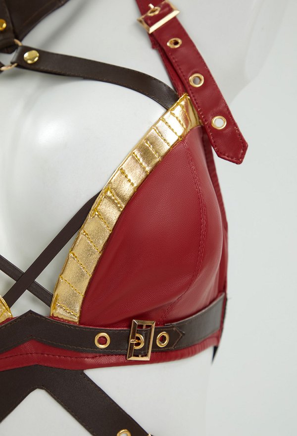Mileena Derivative Sexy Dessous Set Cutout Bondage Oberteil und Höschen mit Handschuhen
