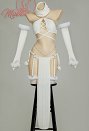 Conjunto de lencería sexy de nieve blanca Ice Season con top y falda calados con cordones y mangas