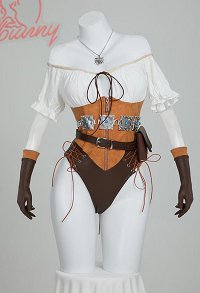 Derivado de Ciri Sexy body erótico Body de encaje sin tirantes con guantes y cinturón