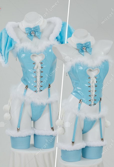 Sexy Conjunto de Lencería Erótica Ice Season Peluche Love Heart Hollow Out Top y Pantalón con Capa