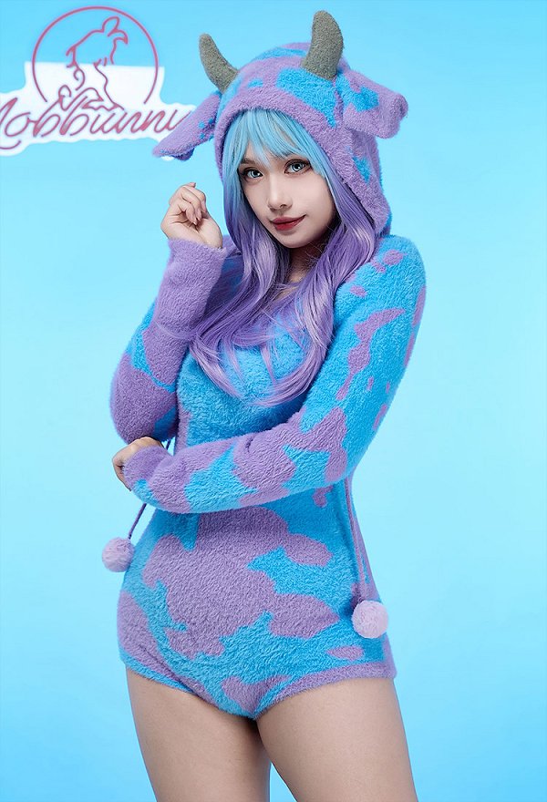Sexy Erotic One Piece Sweater Lindo Peluche Manchado Body con Capucha
