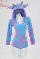 Sexy Erotic One Piece Sweater Lindo Peluche Manchado Body con Capucha