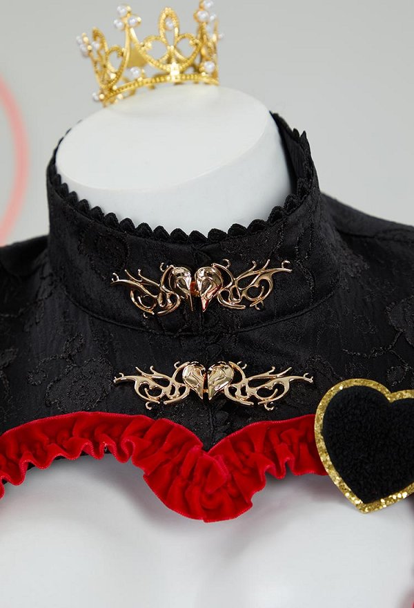 Rojo Reina Derivada Sexy Body Erótico Gótico Estilo Vintage Corazón Hueco Body con Guantes y Coronas