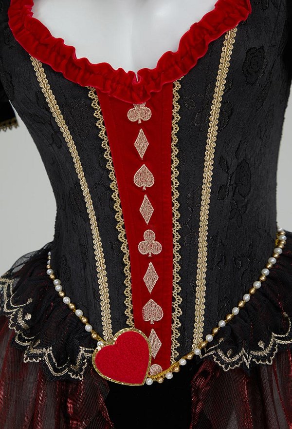 Rojo Reina Derivada Sexy Body Erótico Gótico Estilo Vintage Corazón Hueco Body con Guantes y Coronas