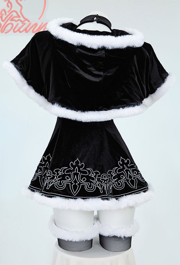 2B Derivado Sexy Vestido Erótico de Navidad de Peluche con Capa y Guantes