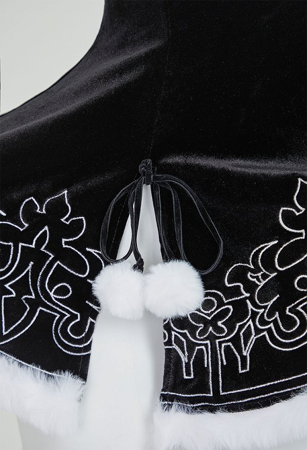 2B Derivado Sexy Vestido Erótico de Navidad de Peluche con Capa y Guantes