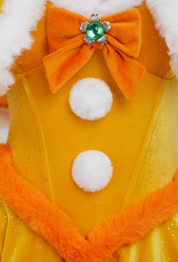 Disfraz de Cosplay Princesa Daisy Derivada Sexy Erotica Conjunto Navidad Vestido Peluche con Capa y Cuello